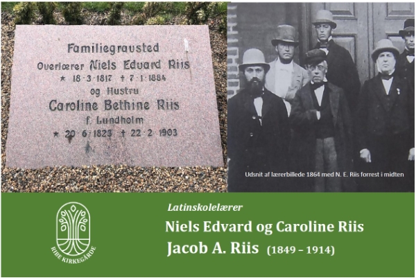 Familien Riis's gravsten og billede af N. E. Riis